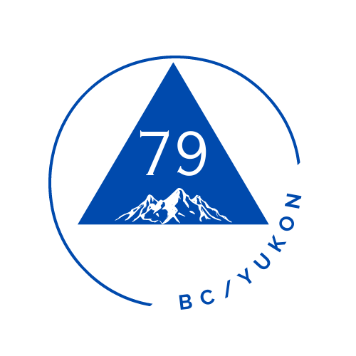 Blue Triangle in a Circle with mountains, the Area 79 Logo